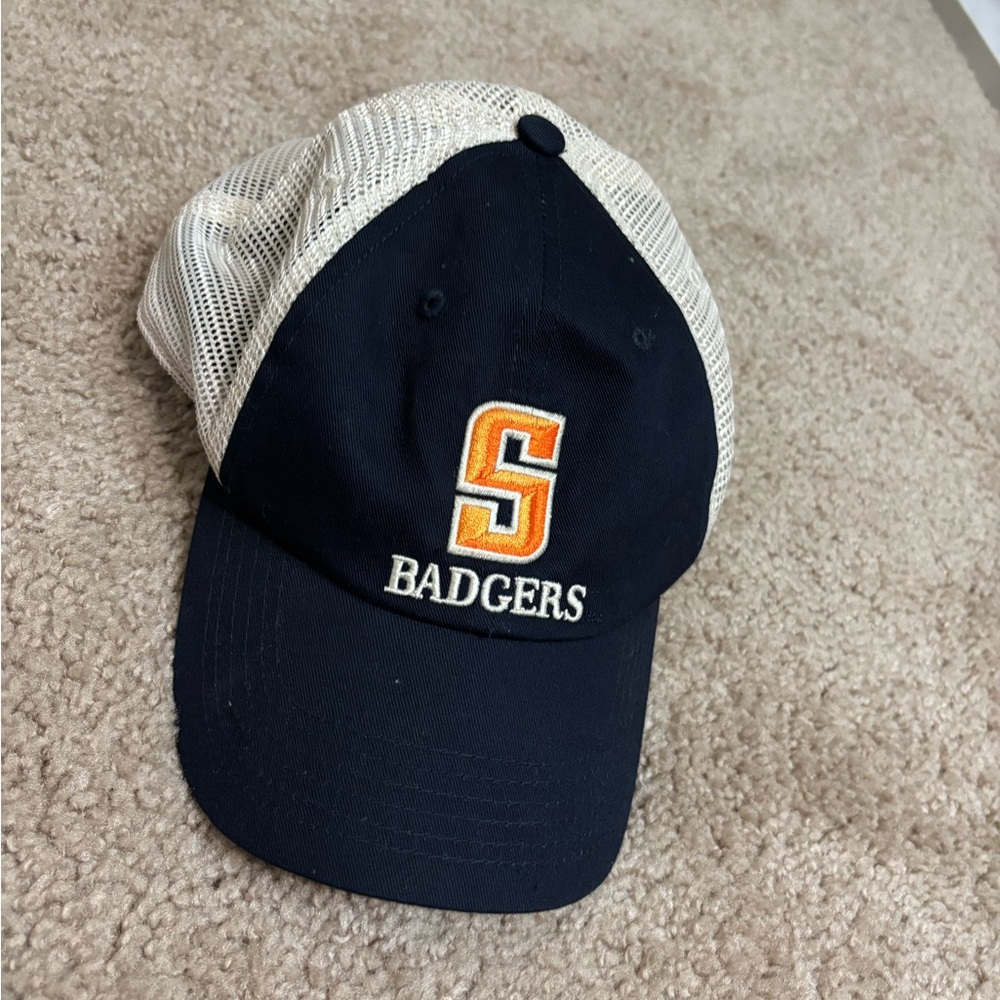 NCAA Black and Cream Hat with Ventilated Mesh - Snow College Golden Badgers